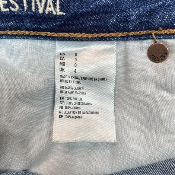 American Eagle Denim Shorts 0 Medium Wash Distressed Frayed High-Rise Festival - Picture 12 of 12